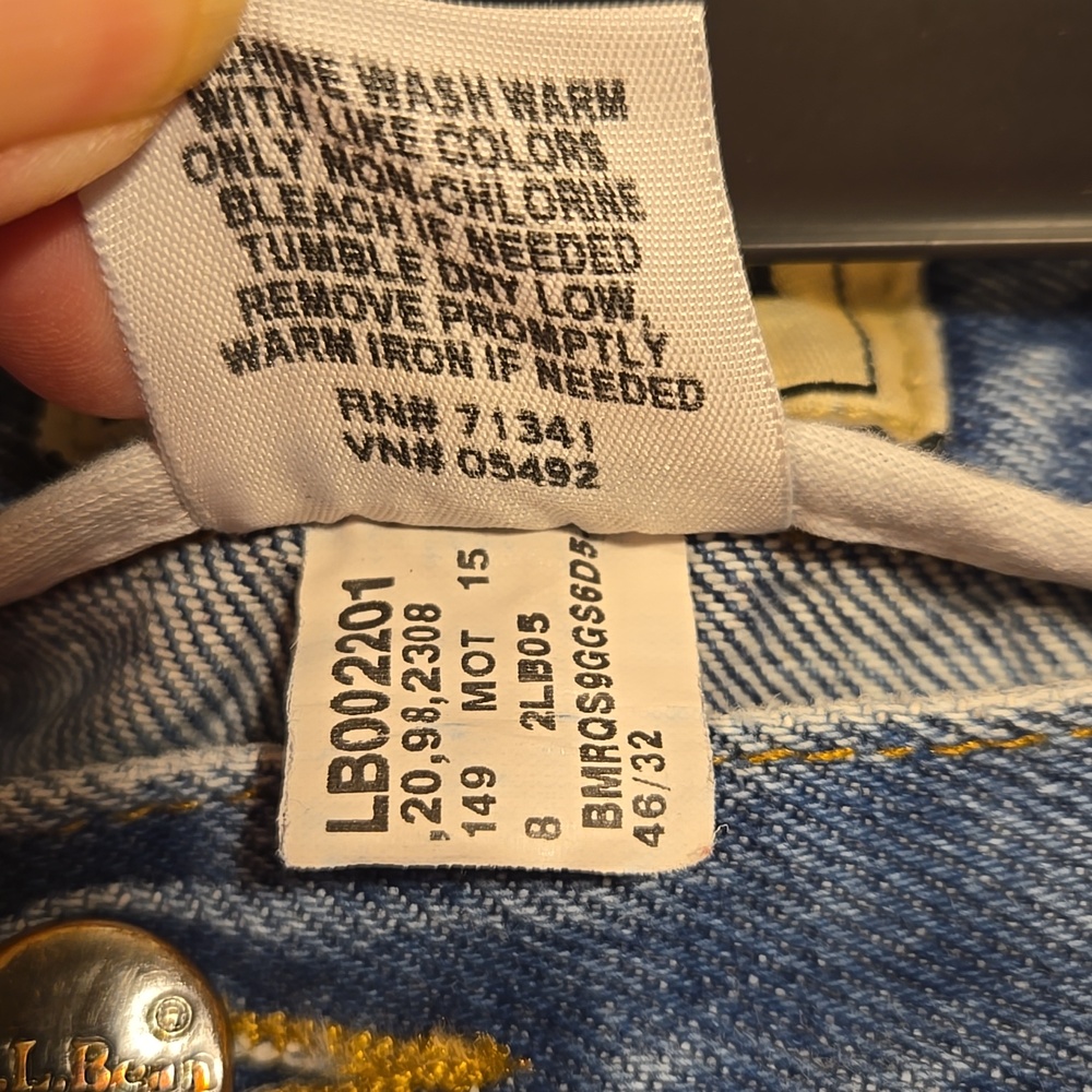 LL Bean Comfort Waist 100% Cotton 46x32 Mens Jeans - Pre-Owned - Picture 5 of 10